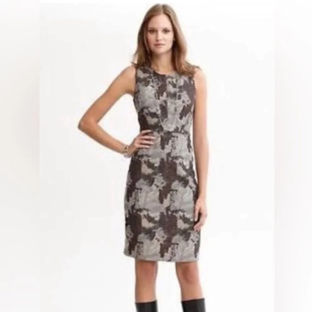 Banana Republic Multicolor Metallic Wool Blend Sleeveless Sheath Dress Size 4